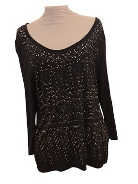 Calvin Klein Black Embellished Scoop Neck Top